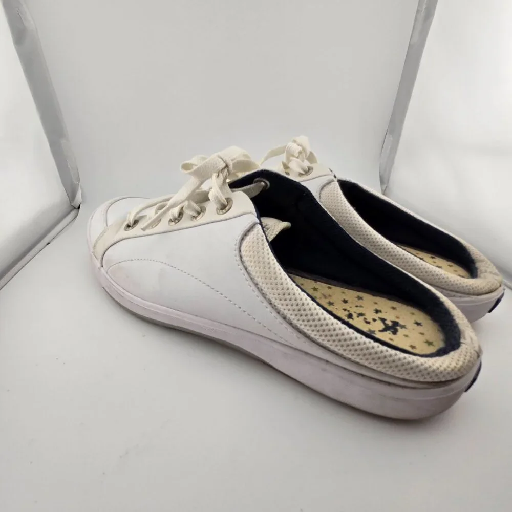 Keds White Leather Backless Mule Sneakers Women’s Size 8.5 Lace Up
